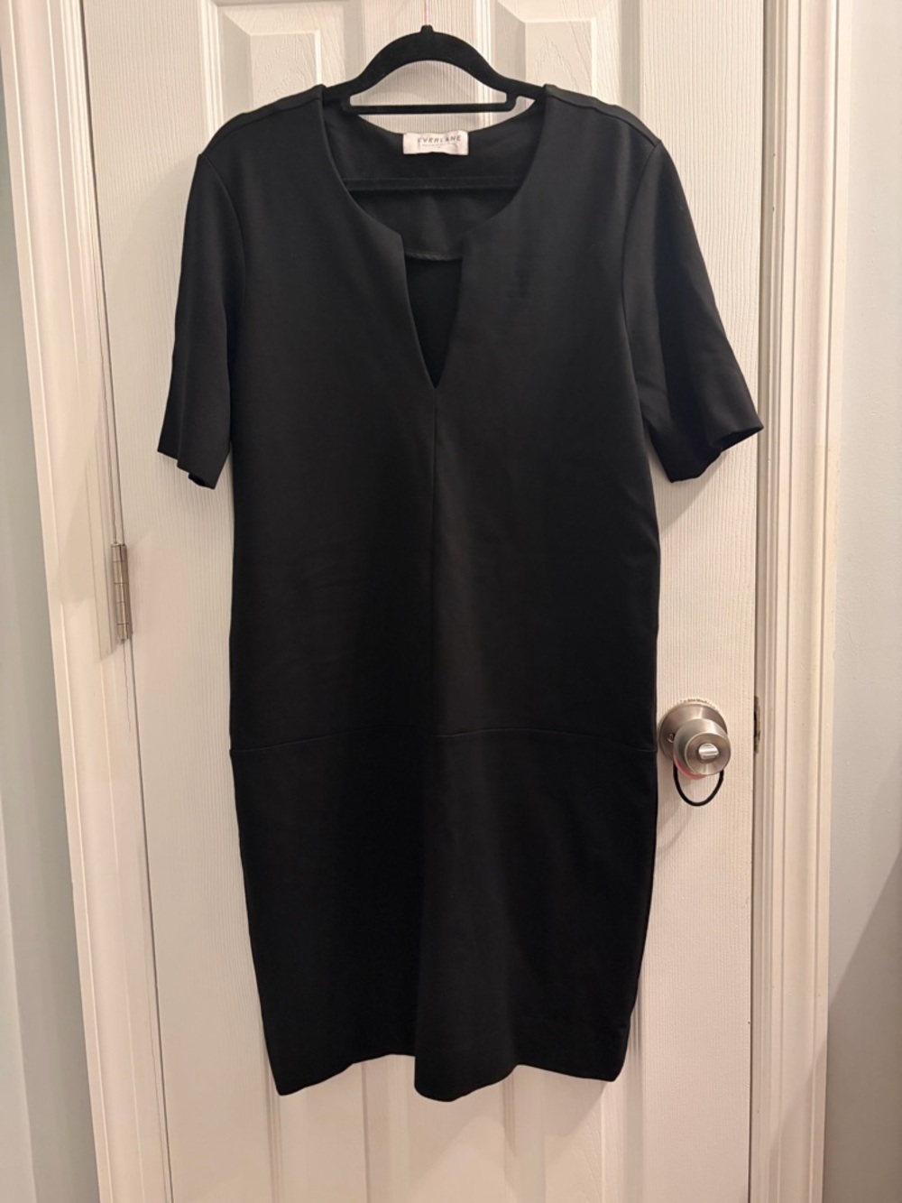 Everlane Minimalist Capsule Black Dress - The Ponte Short Sleeve Mini Dress - Picture 4 of 10